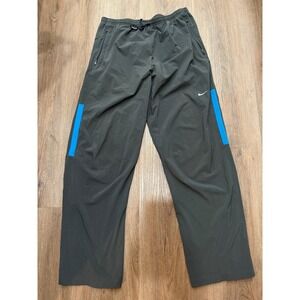 Nike Dri-FIT Men's Gray Blue Running Athletic Pants Track Zip‎ Pockets Large